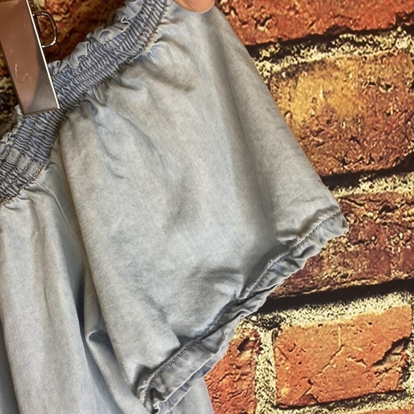 Suko Light Denim Colour Cropped Off The Shoulder Top Size L - Picture 6 of 7